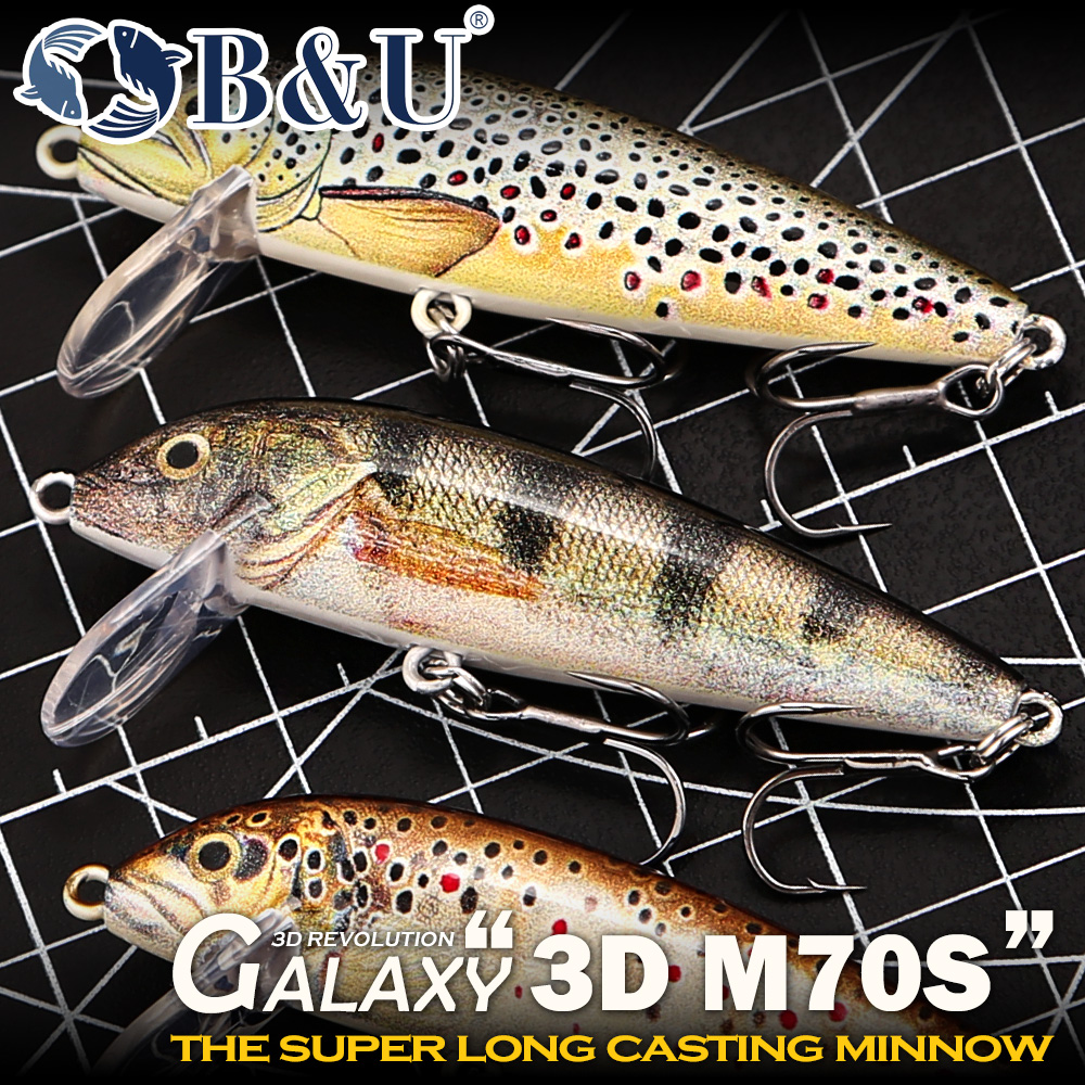 Fishing Lure Spinnerbait - B&U Fishing Lures Sinking Minnow, 3D