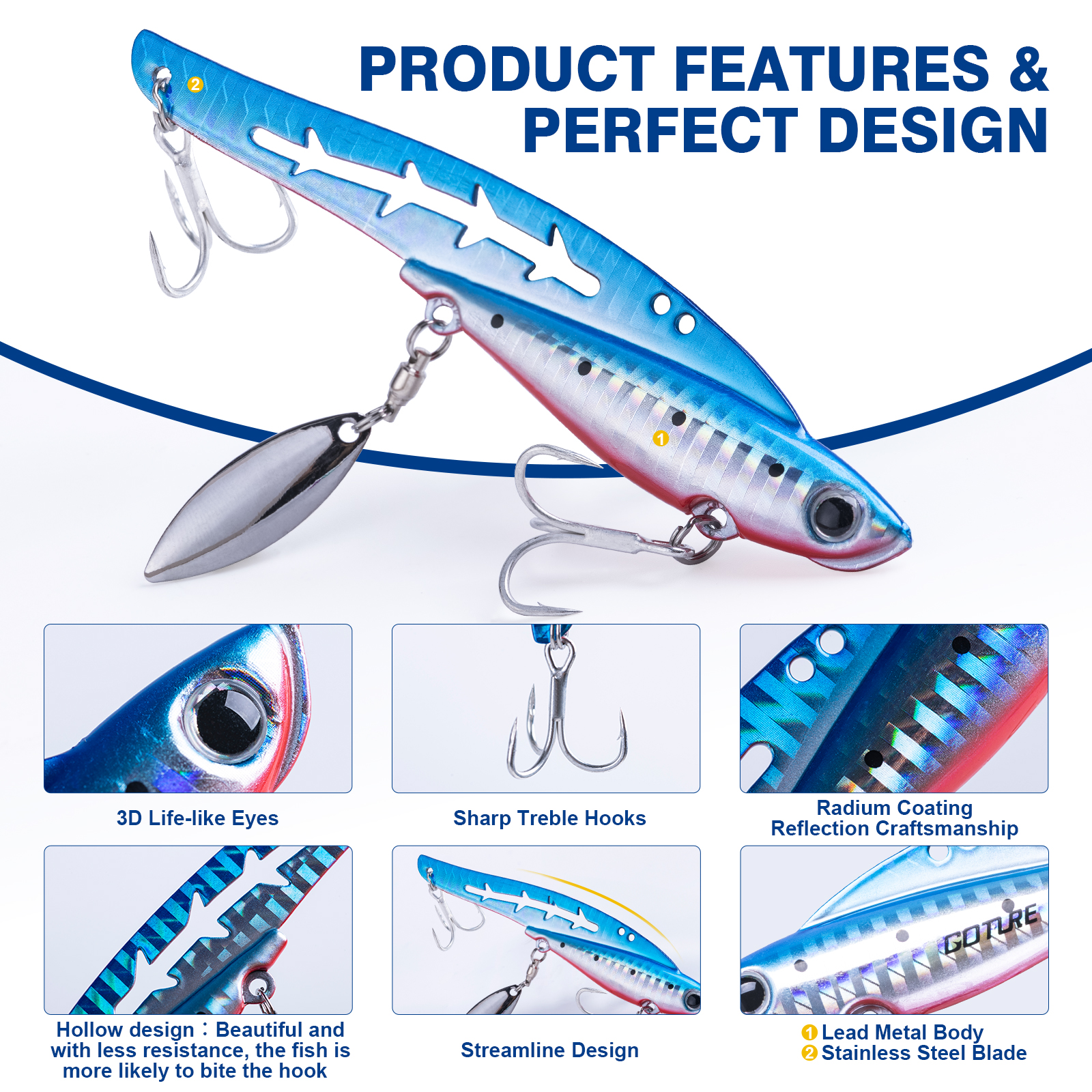 Goture Fishing Lures 5pcs Meta - Fishing Lure Blade Bait recension och pris
