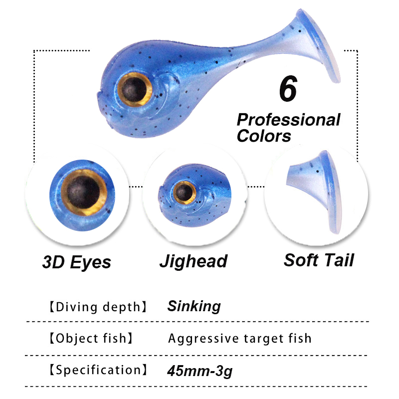 YUCONG 6PCS Jighead Soft Baits - Fishing Lure Crankbait recension och pris